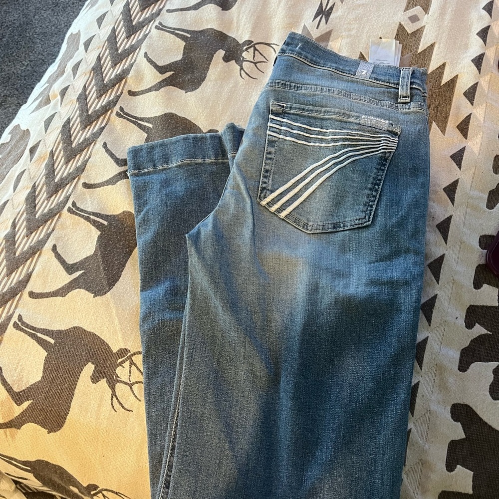 7 For All Mankind Blue Flare Jeans - Picture 2 of 3